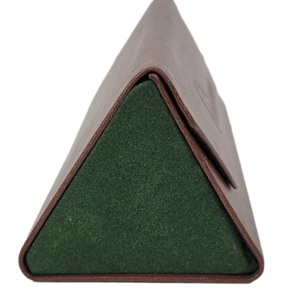 Ducks Unlimited Eyeglass Case Mens Brown Faux Leather Triangle Folding Hard Case